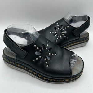 RARE Dr. Martens vintage deadstock black  flower cutout Chunky Sandals England 7